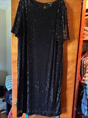 Hilary Radley Black Sequin dress. Size XXL